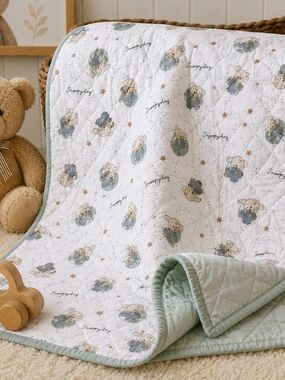 Gymboree Just Poochie Puppy Baby Blanket Reversible Vintage Quilt
